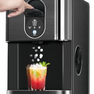 Antarctic Star Nugget Ice Maker Countertop with Soft Chewable Ice, 44Lbs/24H Portable Pellet Ice Machine with Self-Cleaning, One-Click Operation, for Home/Kitchen/Office, Stainless Steel, Black