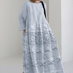 Womens 3D-printed Fashion Plus-size Loose Casual Long-sleeve Dress