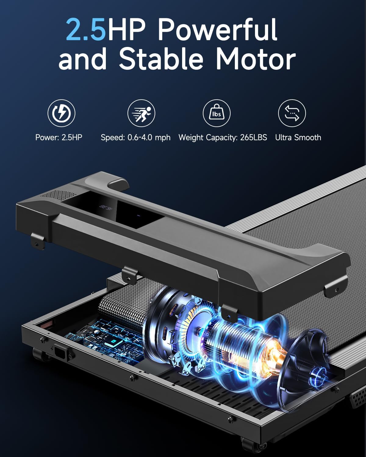 Walking Pad Treadmill for Home - Under Desk Treadmills Mini Portable Walking Running Machine Slim Compact Motorized Electric Treadmill with Adjustable Speed Remote - Image 3